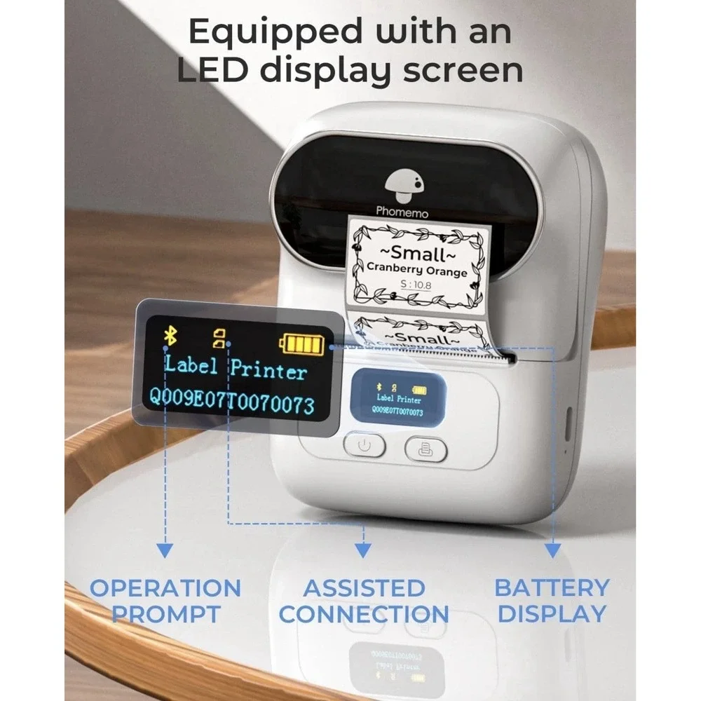 Phomemo M110 Label Makers - Barcode Thermal‎ Bluetooth Label Printer In White